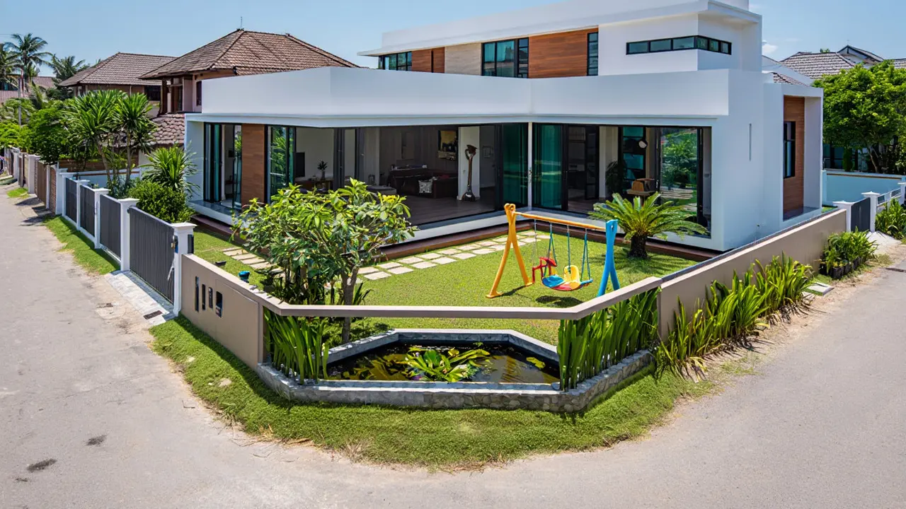 Desain Rumah Sederhana untuk Tanah Hook (AI)