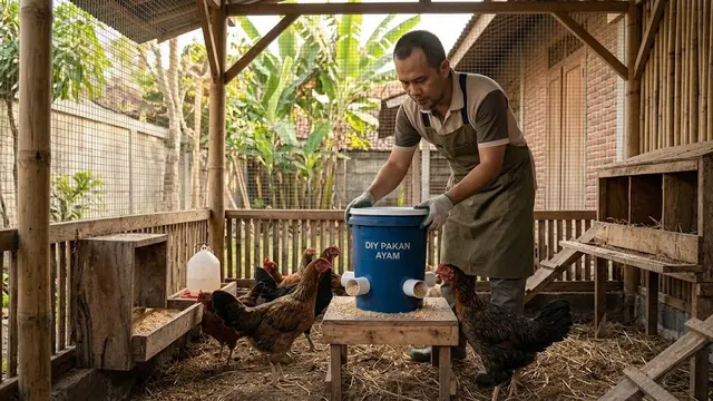 Cara Membuat Tempat Pakan Ayam Anti Tumpah dari Ember Bekas