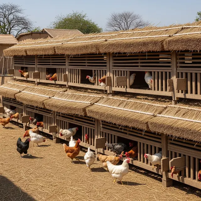 Model Kandang Ayam yang Sejuk Saat Musim Kemarau (AI)