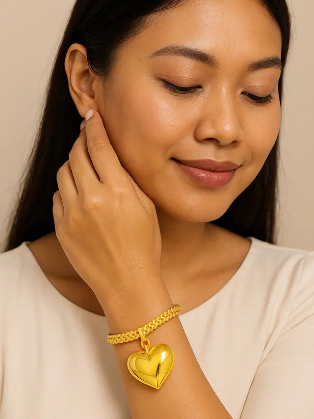 Model Gelang Emas Rantai Love Gantung 2 Gram Elegan (Image by ChatGPT)