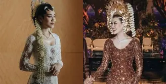 Lihat di sini beberapa potret detail kontras kebaya pernikahan Aaliyah Massaid dalam adat Jawa dan Minang.