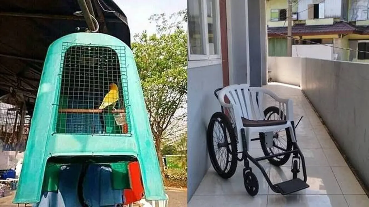 8 Potret Nyeleneh Orang Modifikasi Kursi Plastik, Jadi Kandang Burung
