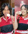 Potret Adu Gaya Rambut Kekinian Fuji An dan Eca Aura saat Tanding Badminton. [Instagram]