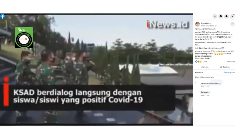 Penelusuran Video Siswa Secapa TNI AD Membatah Positif Covid-19