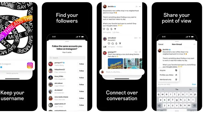 Tampilan Threads, aplikasi Instagram besutan Meta untuk menyaingi Twitter (Tangkapan layar App Store)