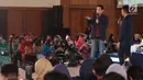 Creative dan Aktor, Dude Harlino berbagi inspirasi peluang bisnis kepada peserta EGTC 2018 Bandung di Graha Sanusi Hardjadinata, Universitas Padjajdaran, Bandung, Kamis (6/12). Dude juga memberi tips menjalankan bisnis. (Liputan6.com/Helmi Fithriansyah)