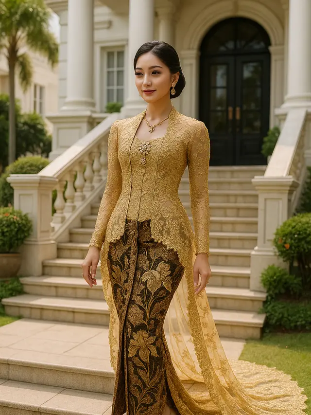 Model Kebaya Ekor Panjang Kekinian