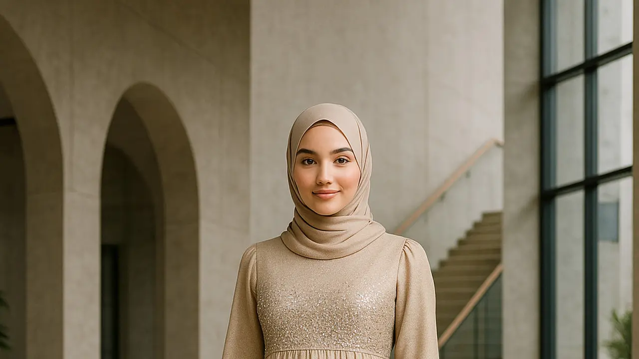 Model Gamis Payet di Dada Simple