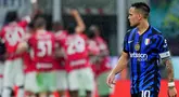 Inter Milan menelan kekalahan dari AC Milan dalam laga leg kedua semifinal Coppa Italia di Stadion Giuseppe Meazza, Kamis (24/4/2025) dini hari WIB. (Spada/LaPresse via AP)