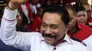 Ekspresi Ketua Umum PKPI Hendropriyono usai mendengarkan pembacaan putusan di PTUN Jakarta, Rabu (11/4). PTUN mengabulkan gugatan PKPI untuk menjadi peserta Pemilu 2019. (Liputan6.com/Arya Manggala)