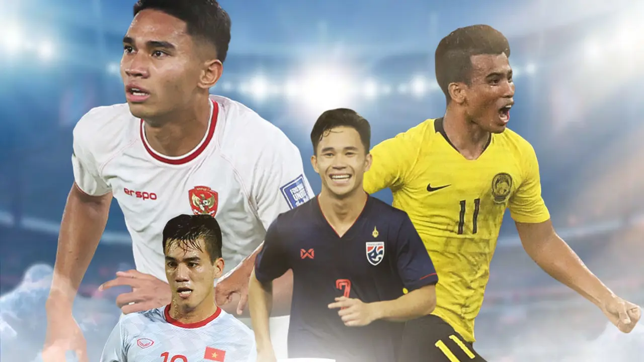 Piala AFF - Ilustrasi Bintang Piala AFF 2024: Supachok Sarachat (Thailand), Nguyen Tienh Linh (Vietnam), Safawi Rashid (Malaysia), Marselino Ferdinand (Indonesia)