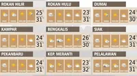 Prakiraan BMKG terkait potensi hujan di Provinsi Riau menjelang hari pencoblosan pada 17 April 2019. (Liputan6.com/M Syukur)