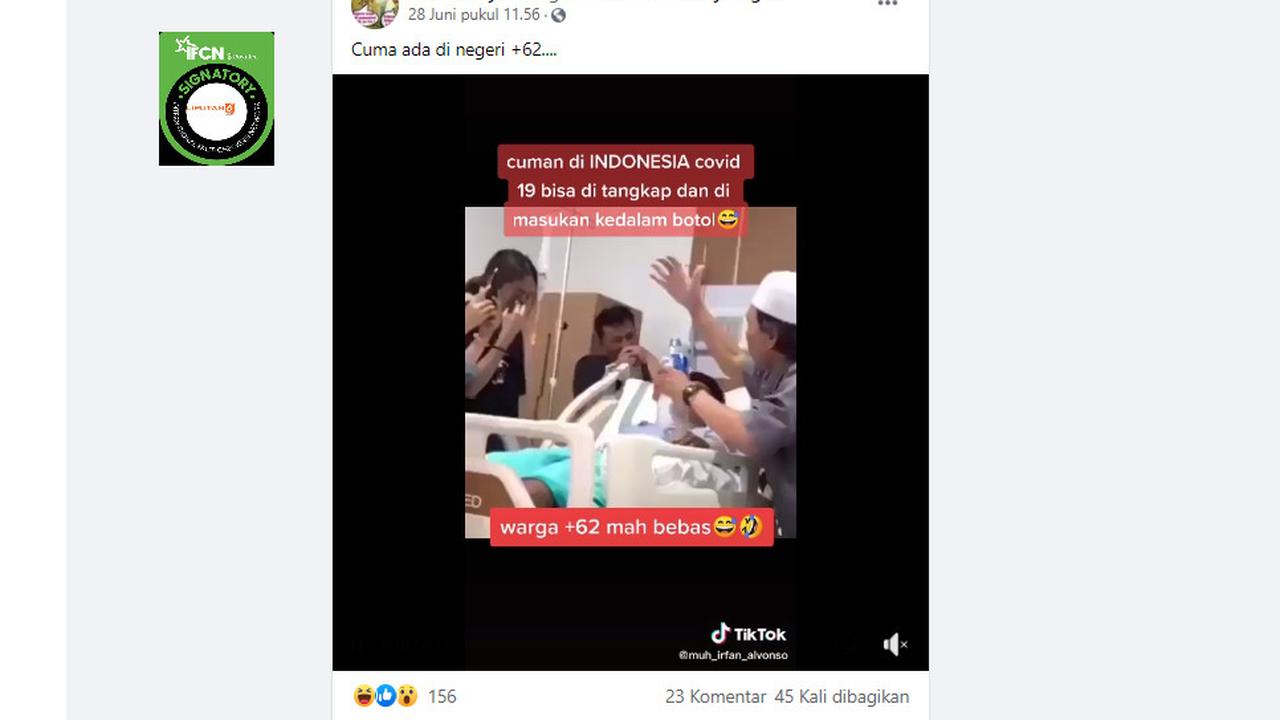 Cek Fakta Liputan6.com menelusuri klaim video menagkap Covid-19 dan dimasukan ke botol