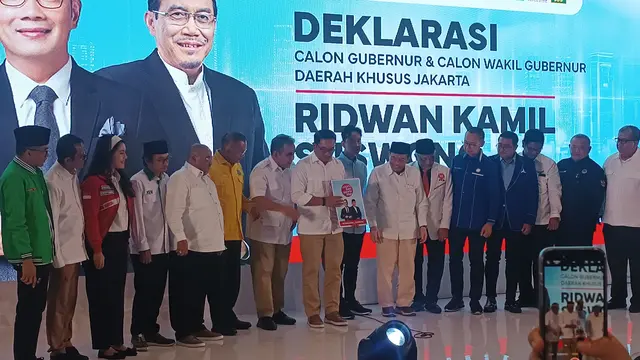 Ridwan Kamil-Suswono resmi dideklarasikan untuk maju sebagai Bakal Calon Gubernur-Bakal Calon Wakil Gubernur (Bacagub-Bacawagub). Nantinya, mereka akan maju untuk Pemilihan Kepala Daerah (Pilkada) DKI Jakarta 2024.