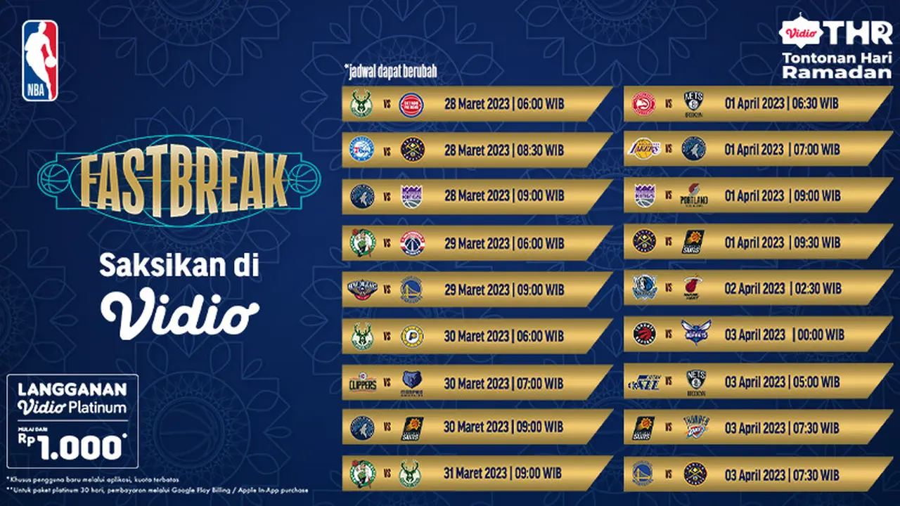 Jadwal NBA Reguler Live Vidio 29 Maret sampai 1 April 2023 : Boston Celtics vs Washington Wizards