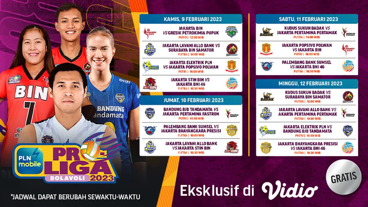 Saksikan Live Streaming Proliga 2023 Putaran Kedua di Vidio 9 sampai 12 Februari 2023