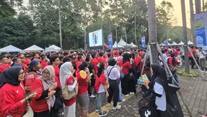 Suporter timnas Indonesia sudah menyemut di GBK jelang lawan China (Liputan6.com/Thomas)