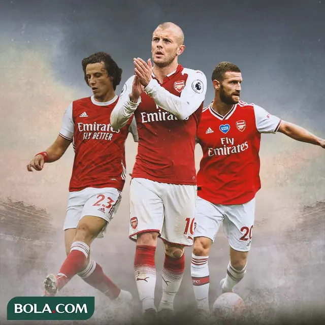 Ilustrasi - David Luiz, Jack Wilshere, Shkodran Mustafi