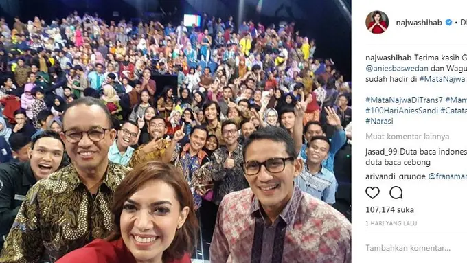 [Bintang] Usai Mata Najwa #100HariAniesSandi, Najwa Shihab Diserbu Netizen