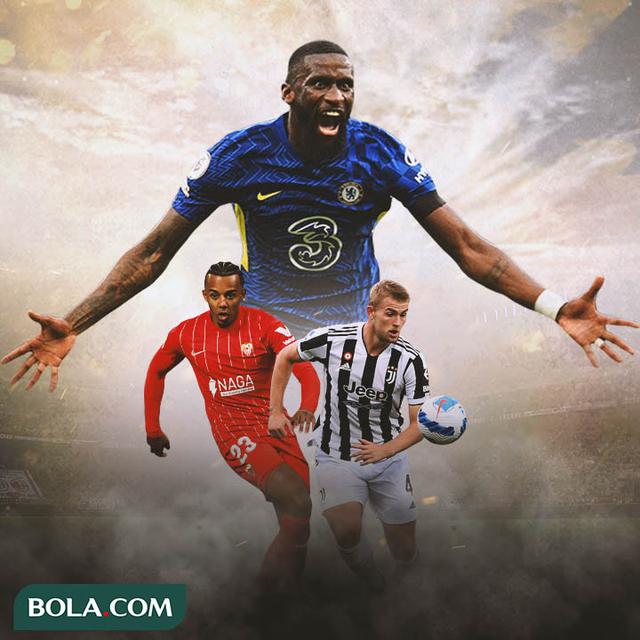 Ilustrasi - Jules Kounde, Antonio Rudiger, Matthijs de Ligt