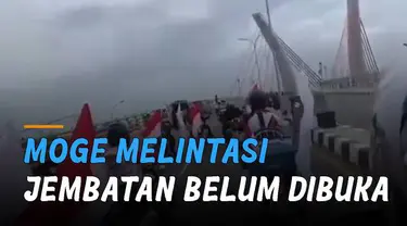 Beredar video rombongan motor gede melintasi Jembatan Alalak 1, Banjarmasin yang belum dibuka untuk umum.