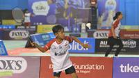 Aksi peserta Audisi Beasiswa Bulutangkis Indonesia 2019 di GOR RM Said, Kabupaten Karanganyar, Minggu (27/10/2019). (Bola.com/Vincentius Atmaja)