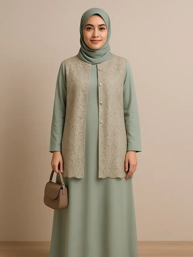 Outer Brokat tanpa Lengan untuk Gamis, Praktis dan Hasilnya Mewah (Foto: ChatGPT)