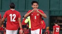 Gelandang Timnas Indonesia Witan Sulaeman merayakan gol ke gawang Antalyaspor. (Instagram PSSI)
