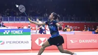 Pebulu tangkis tunggal putri Indonesia Gregoria Mariska Tunjung lolos ke perempat final Malaysia Masters 2023 setelah mengalahkan Sim Yu Jin dari Korea Selatan&nbsp;21-15 dan 21-19 di&nbsp;Axiata Arena, Kuala Lumpur, Kamis (25/5/2023). (foto: PBSI)