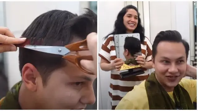 5 Aksi Artis Potong Rambut Suami saat di Rumah, Modelnya Curi Perhatian