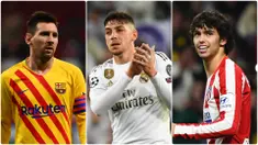 Performa apik Joao Felix bersama Atletico Madrid di beberapa laganya membuat nilai pasar pemain asal Portugal ini menyamai harga pasar Lionel Messi pada musim ini. Berikut 6 pemain Liga Spanyol yang memiliki nilai harga pasar tertinggi saat ini. (kolase foto AFP)