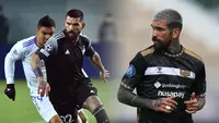 Foto kolase pemain Dewa United. Dimitrios Kolovos (kanan) dan aksinya bersama Sheriff Tiraspol saat melawan Real Madrid di Liga Champions 2021/2022. (Bola.com/Bagaskara Lazuardi dan AFP/Sergei Gapon).