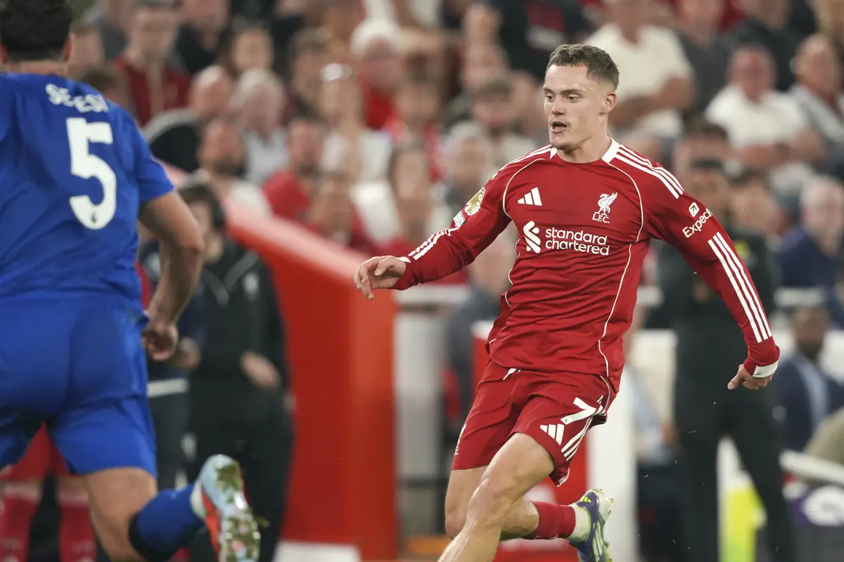 Aksi Florian Wirtz di laga Liverpool vs Bournemouth di Anfield, Sabtu (16/08/2025) dini hari WIB. (AP Photo/Ian Hodgson).