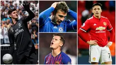 Berikut ini tujuh pemain top dunia yang akhirnya terpuruk saat pindah klub. Diantaranya ada Thibaut Courtois, Philippe Coutinho hingga Andriy Shevchenko. (Foto Kolase AP, EPA dan AFP)