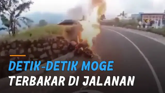 VIDEO: Detik-Detik Moge Terbakar di Jalanan, Diduga Masalah Teknis