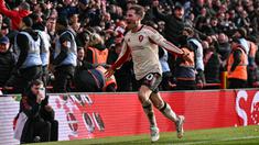 Alexis Mac Allister menjadi pencetak gol kemenangan Liverpool atas Nottingham Forest dalam laga lanjutan Liga Inggris 2025/2026 pada Minggu (22/02/2026). (AFP/Ben Stansall)
