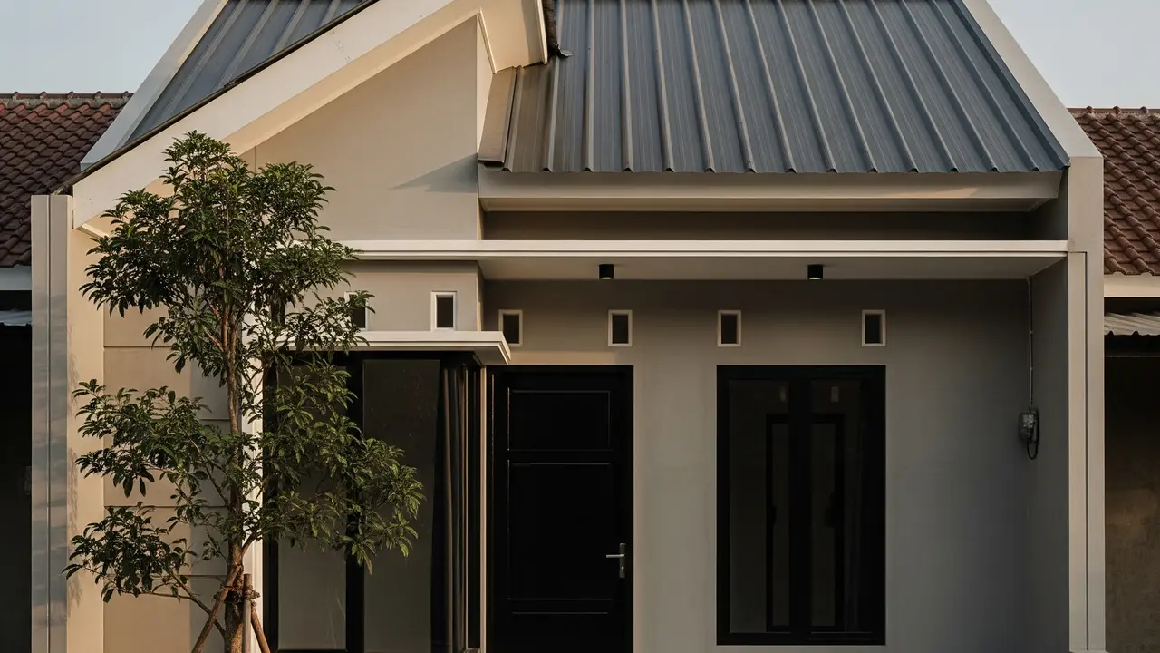 9 Contoh Fasad Rumah Minimalis Satu Lantai Atap Pelana Miring, Modern dan Fungsional
