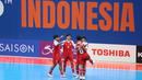 Timnas Futsal Indonesia berhasil membungkam Kirgistan dengan skor 5-3 pada laga kedua Grup A Piala Asia Futsal 2026, Kamis (29/01/2026) malam WIB. Hasil tersebut membuat Tim Garuda melenggang ke perempat final. (Bola.com/M Iqbal Ichsan)