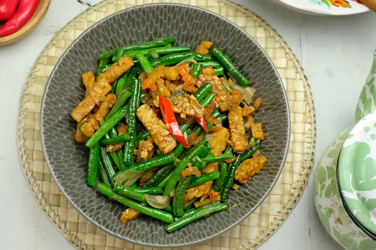 tumis kacang panjang tempe
