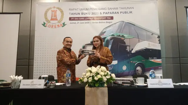 Rapat Umum Pemegang Saham Tahunan (RUPST) PT Eka Sari Lorena Transport Tbk (LRNA) di Swiss-Belinn Bogor. (Dok LRNA)