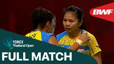 Berita video full match Greysia Polii / Apriyani Rahayu saat mengalahkan ganda Malaysia, Pearly Tan / Thinaah Muralitharan, pada perempat final Thailand Terbuka 2021, Jumat (15/1/2021).