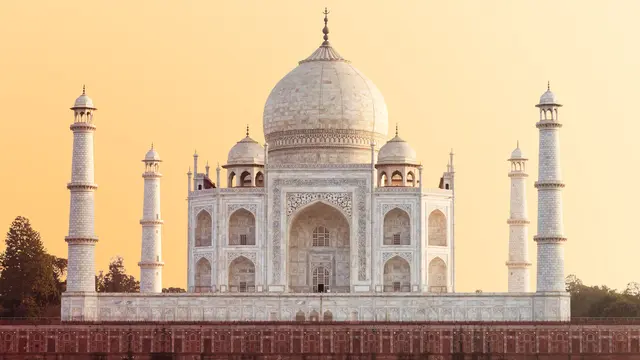 Ilustrasi ikon terkenal Taj Mahal, India