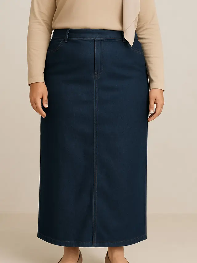 Rok Jeans untuk Orang Gemuk Berhijab (Foto: ChatGPT)
