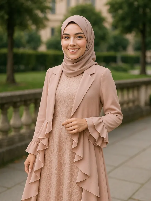 7 Model Long Dress Brokat A-Line dengan Outer, Cocok Dipadukan dengan Jilbab untuk Tampilan Elegan 2025