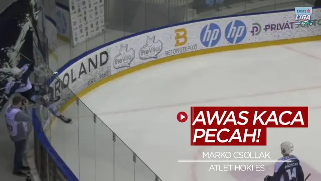 Berita video selebrasi berlebihan membuat atlet hoki es memecahkan kaca pembatas lapangan