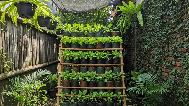 Model Kebun Sayur Mini Polibag Vertikal Bertingkat