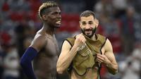 Paul Pogba mampu tampil impresif pada laga Prancis melawan Jerman. Umpan matangnya menghasilkan satu-satunya gol pada pertandingan kelas berat itu ketika Mats Hummels melakukan kesalahan membelokkan bola ke gawangnya sendiri dan berakhir menjadi gol bunuh diri. (Foto; AFP/Pool/Franck Fife)