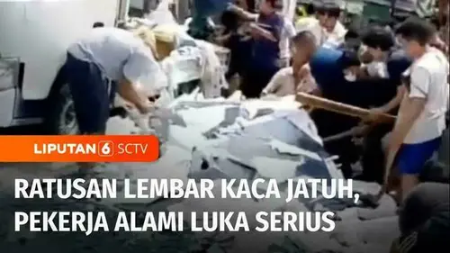 VIDEO: Pekerja Tertimpa Ratusan Lembar Kaca di Kapuk Cengkareng, Kaki Luka Parah