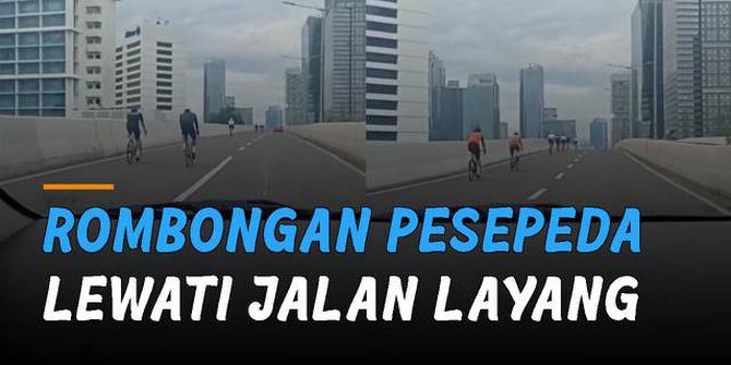 VIDEO: Berulang Kali Diingatkan, Rombongan Pesepeda Tetap Ngeyel Lewati Jalan Layang