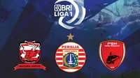Liga 1 - Logo Madura United, Persija Jakarta, dan PSM Makassar (Bola.com/Adreanus Titus)